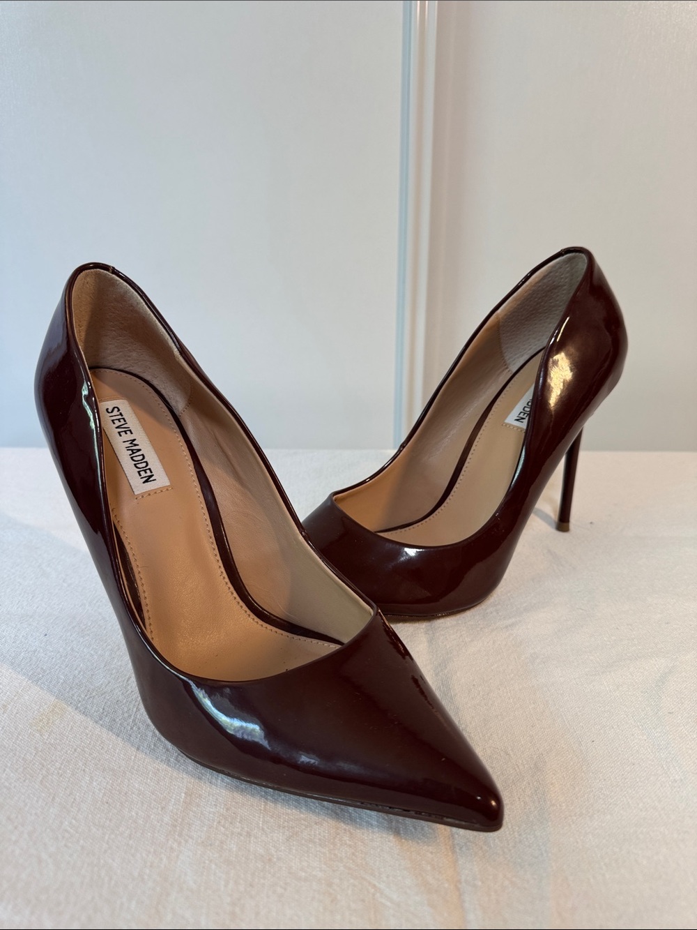 Steve Madden Burgundy Patent Pointed-Toe Stiletto Heels